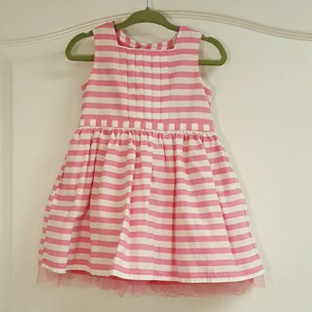 Carter's Pink Striped Pleat Front Tulle Dress